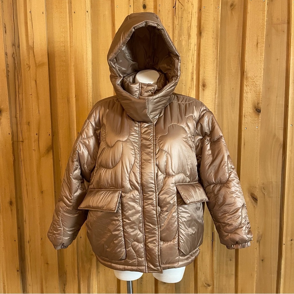 Wynne Collection Plus Size Quilted Puffer Coat with Detachable Hood (Size 1X)